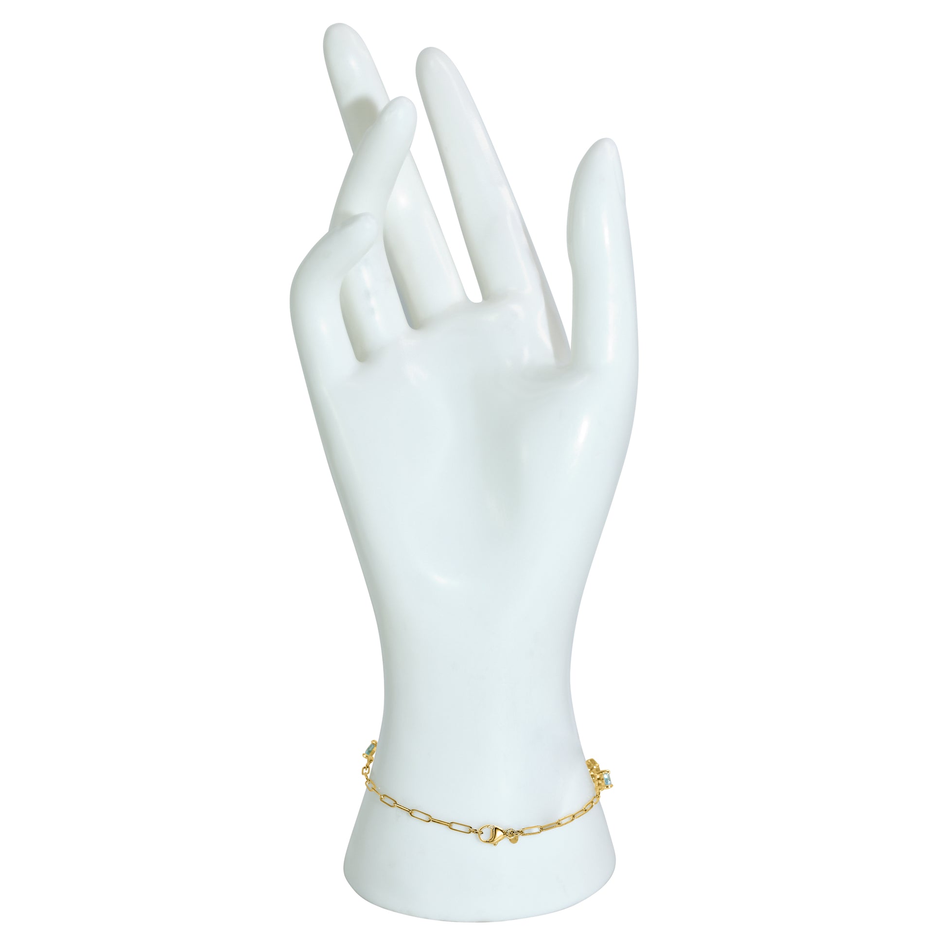 14k Multi-Gemstone Paperclip Bracelet 7.5"