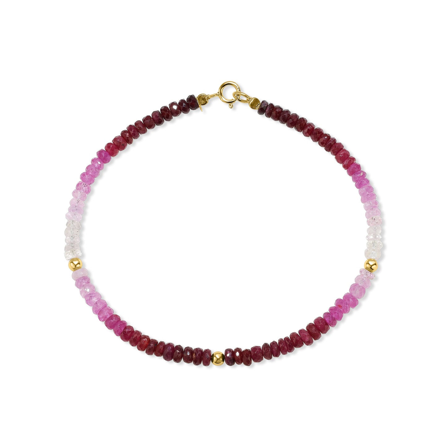 14k Shades of Gemstones and Gold Roundel Bracelet