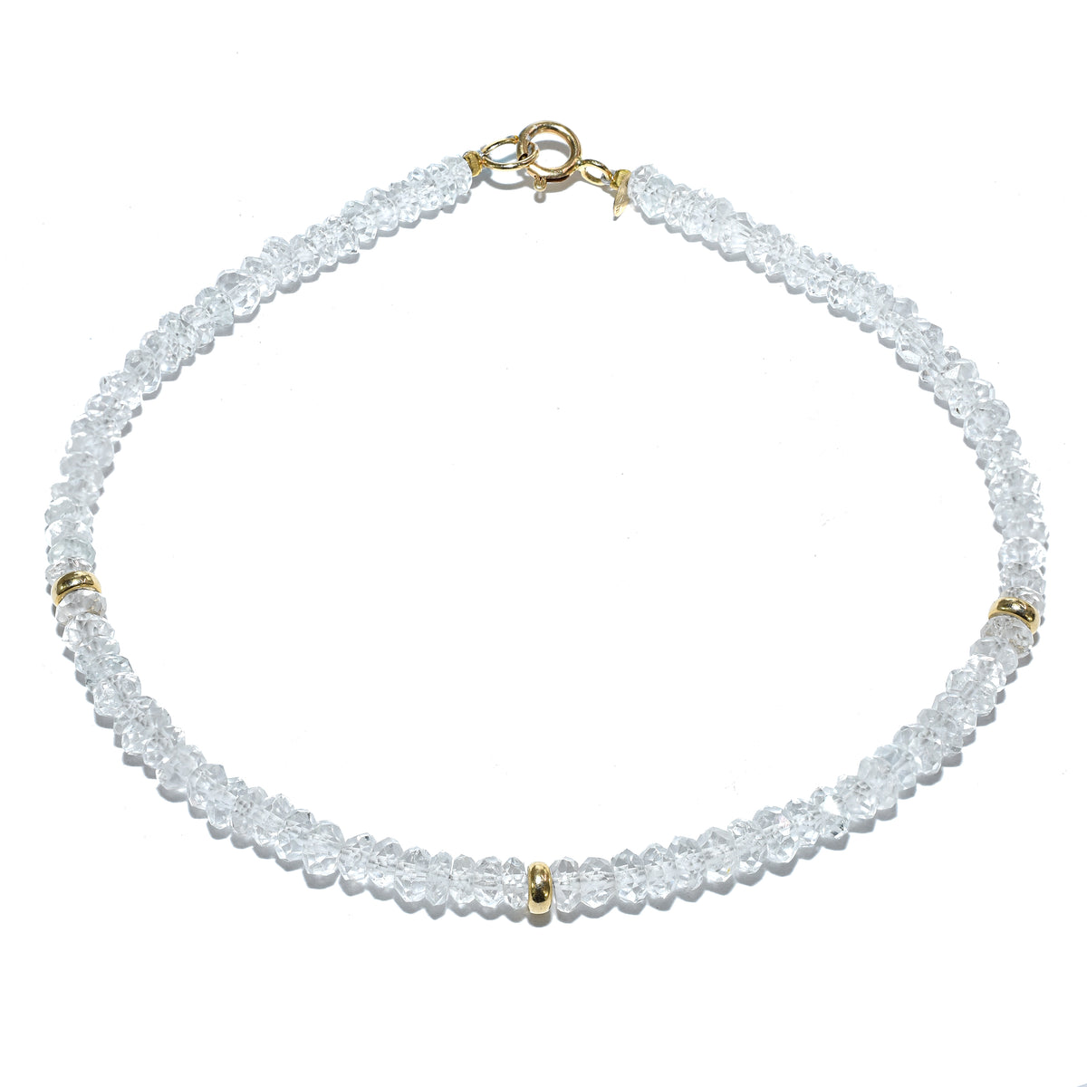 14k Gemstones 3 Gold Roundel Stations Bracelet