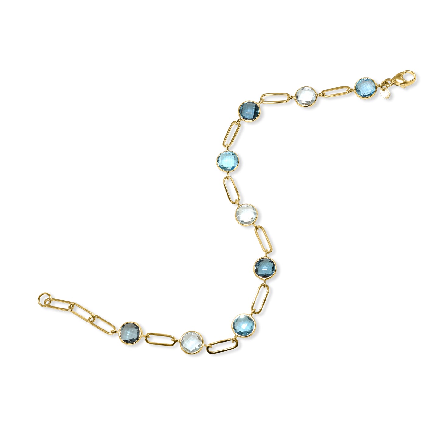 14k Tonal Blue Topaz Paperclip Bracelet