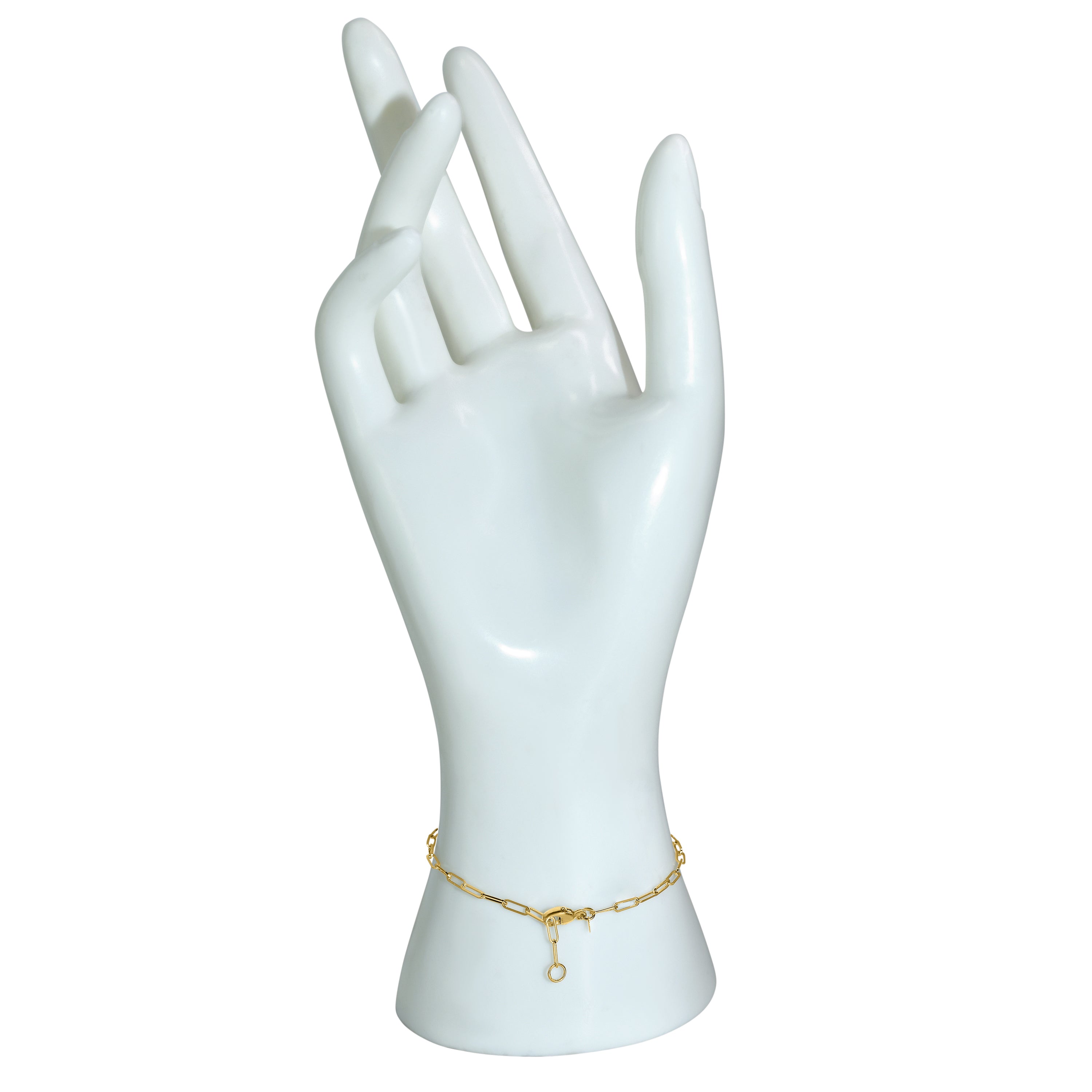 14k Yellow Gold Marquise Gemstone Paperclip Bracelet