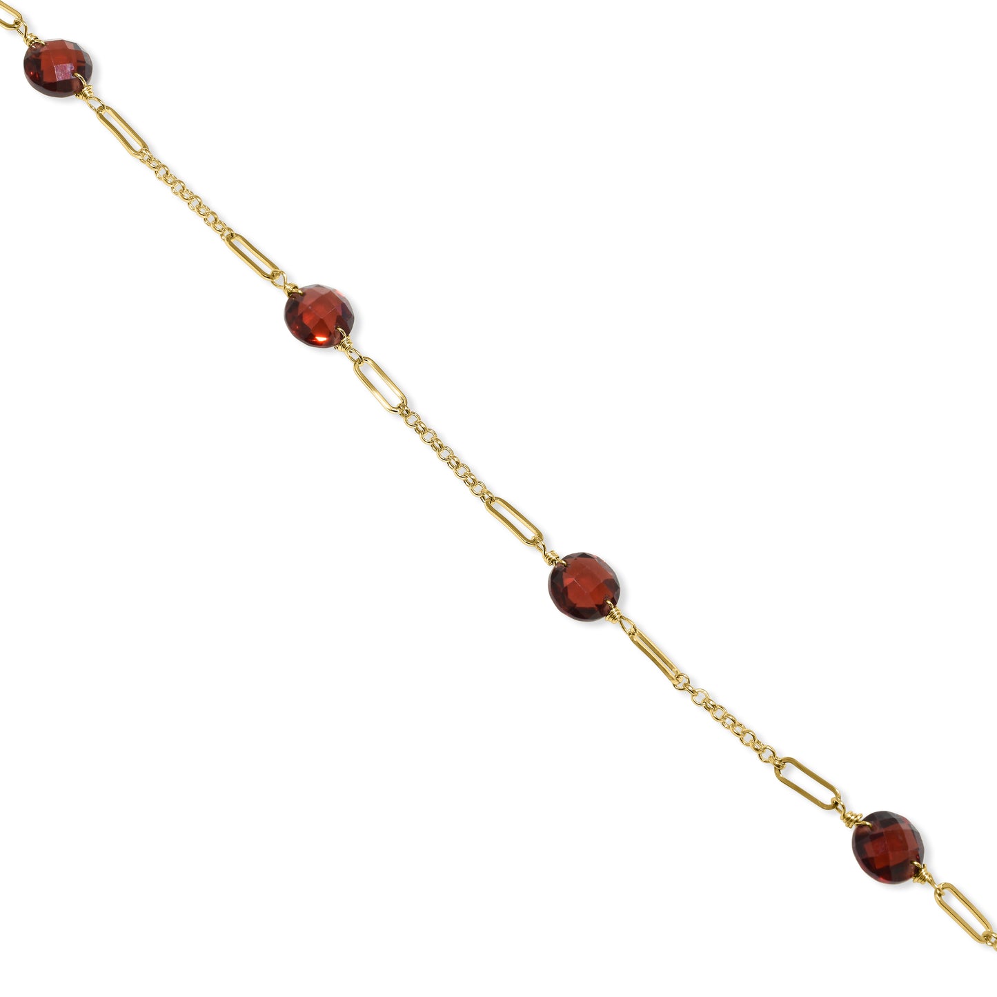 14k Garnet 5 Fancy Station Bracelet