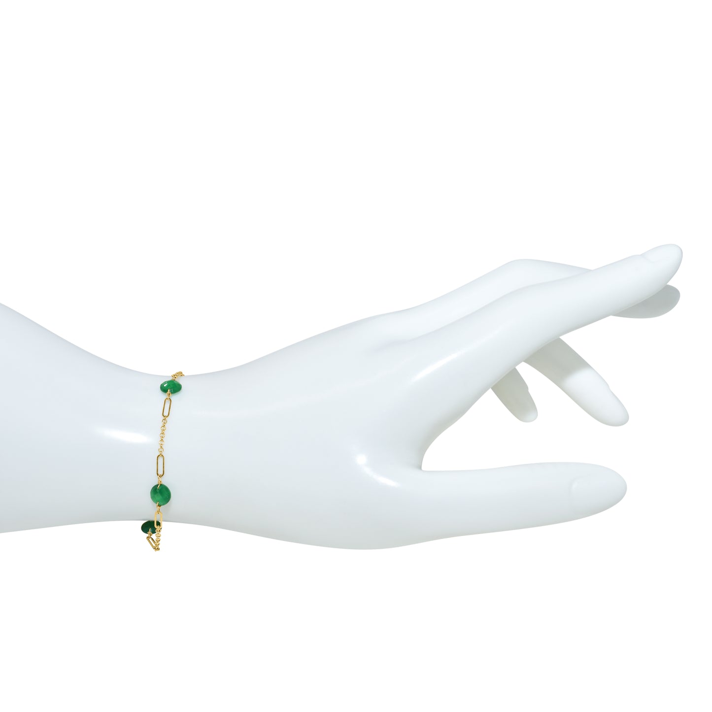 14k Green Onyx 5 Fancy Station Bracelet