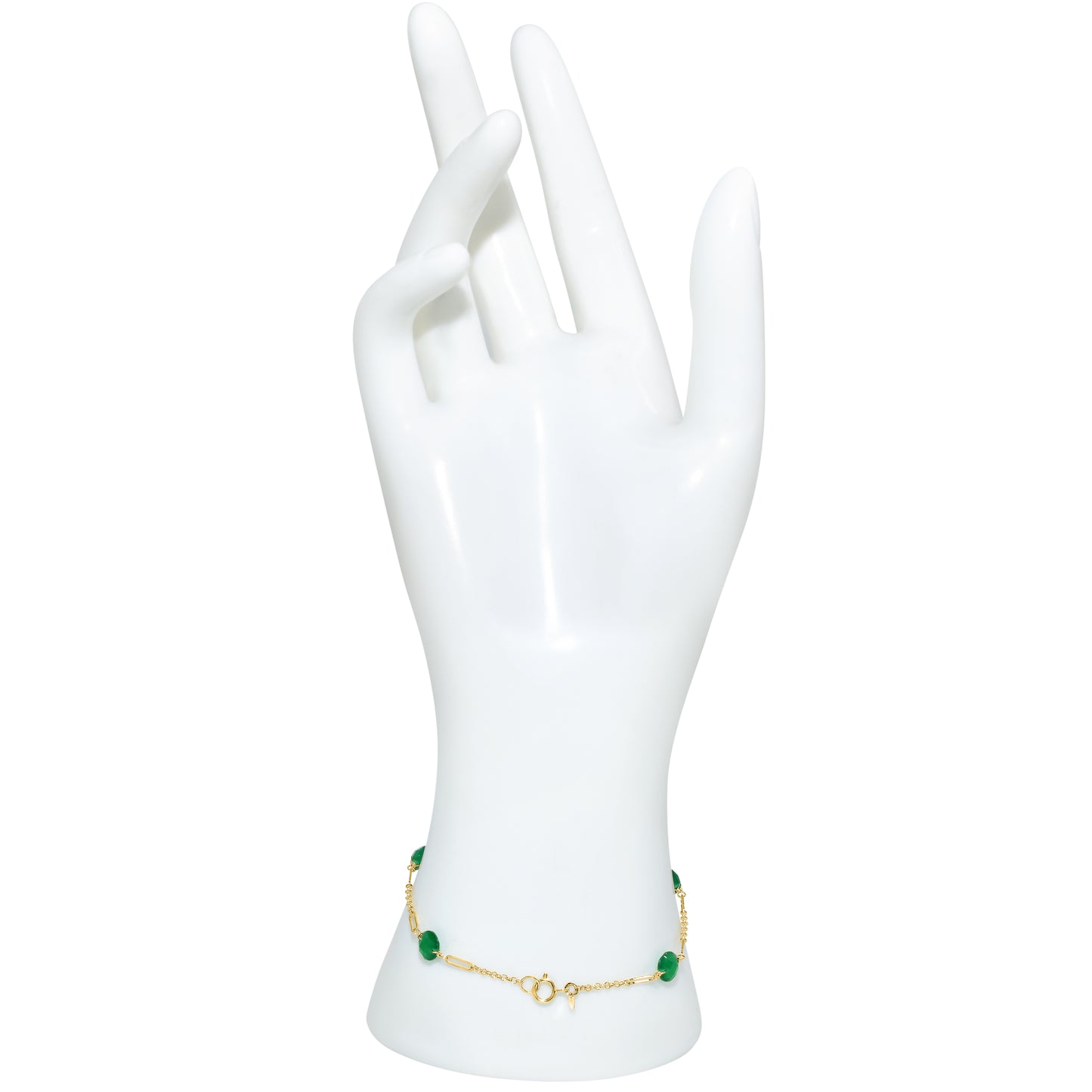 14k Green Onyx 5 Fancy Station Bracelet