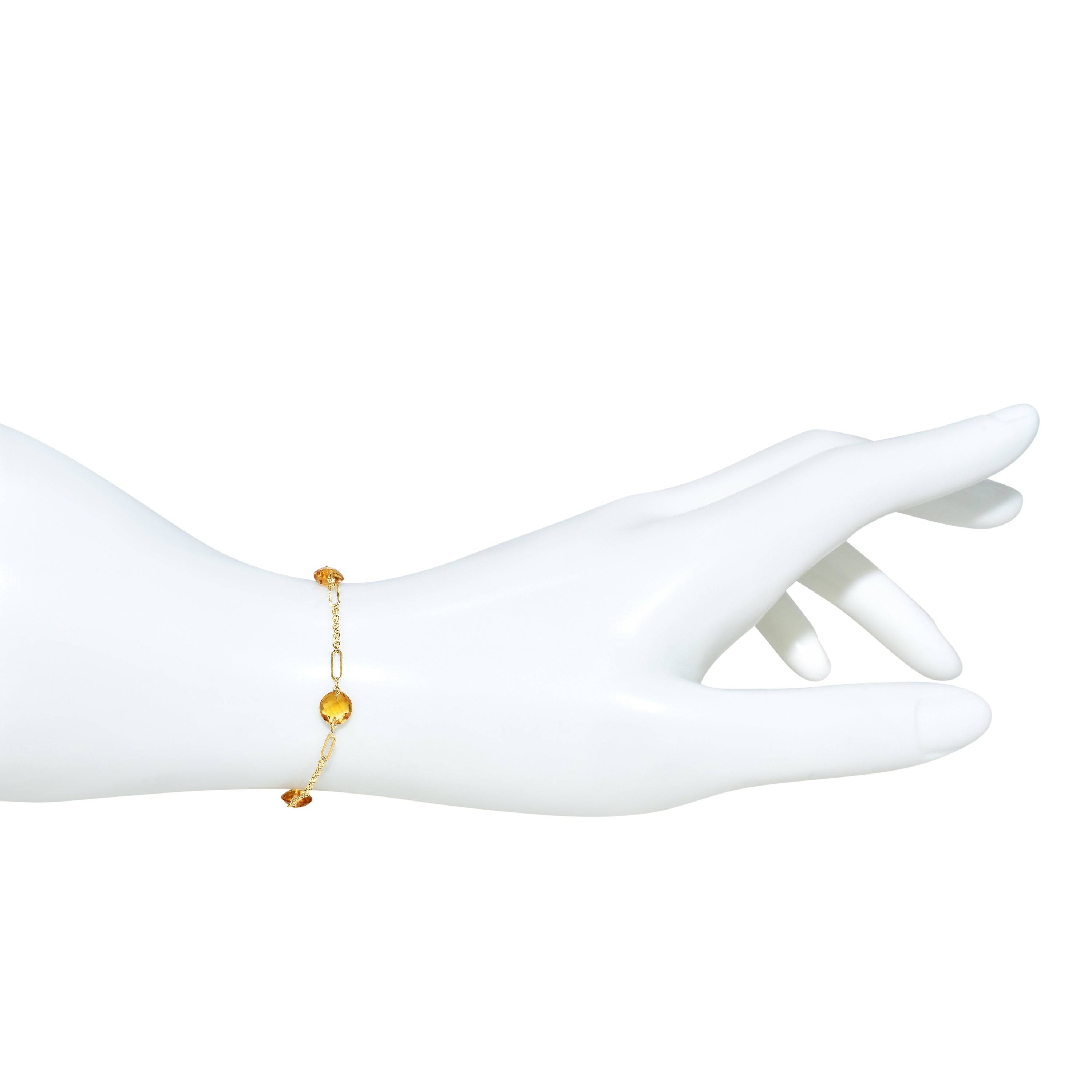 14k Citrine 5 Fancy Station Bracelet
