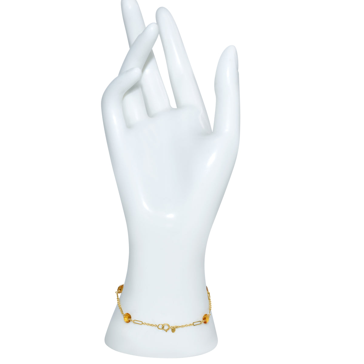 14k Citrine 5 Fancy Station Bracelet