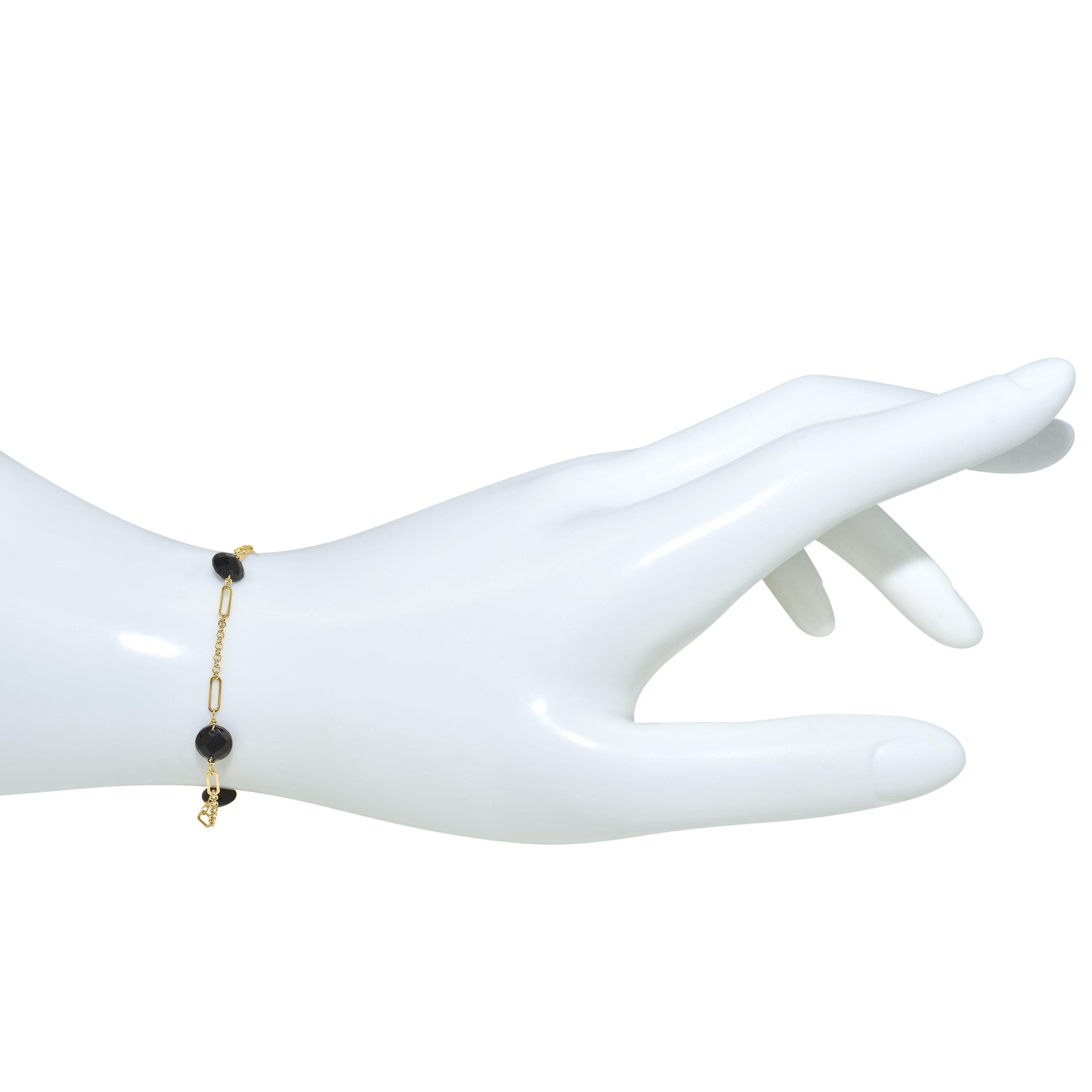 14k Black Onyx Fancy Station Bracelet