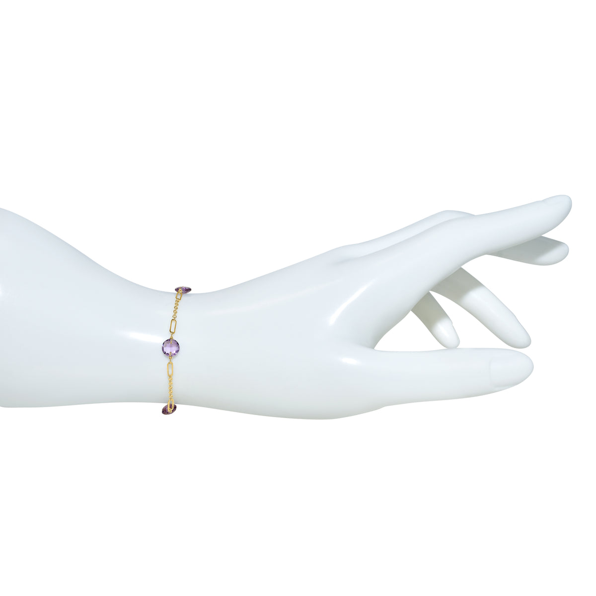 14k Amethyst 5 Fancy Station Bracelet