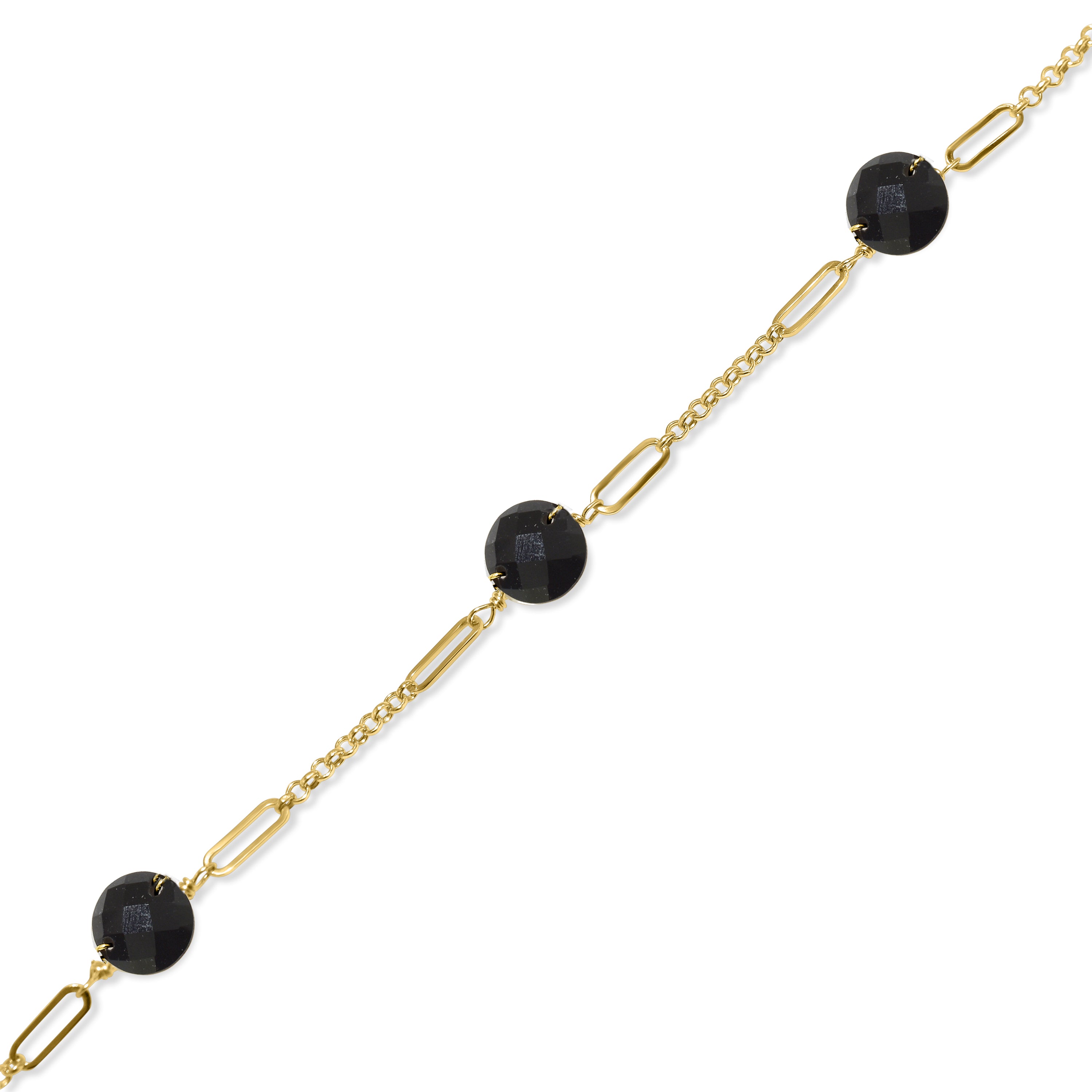 14k Black Onyx Fancy Station Bracelet