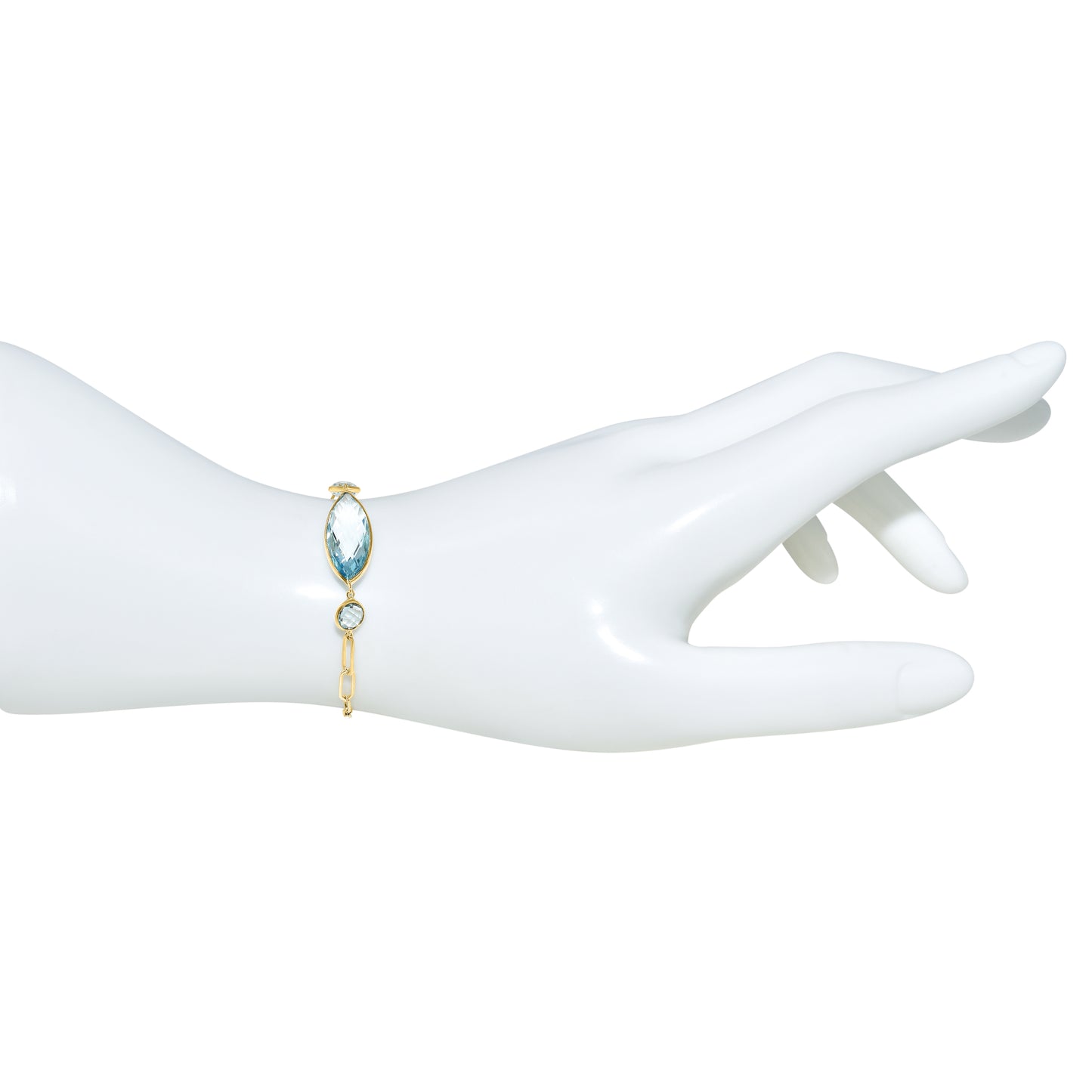 14k Blue Topaz Paperclip Bracelet