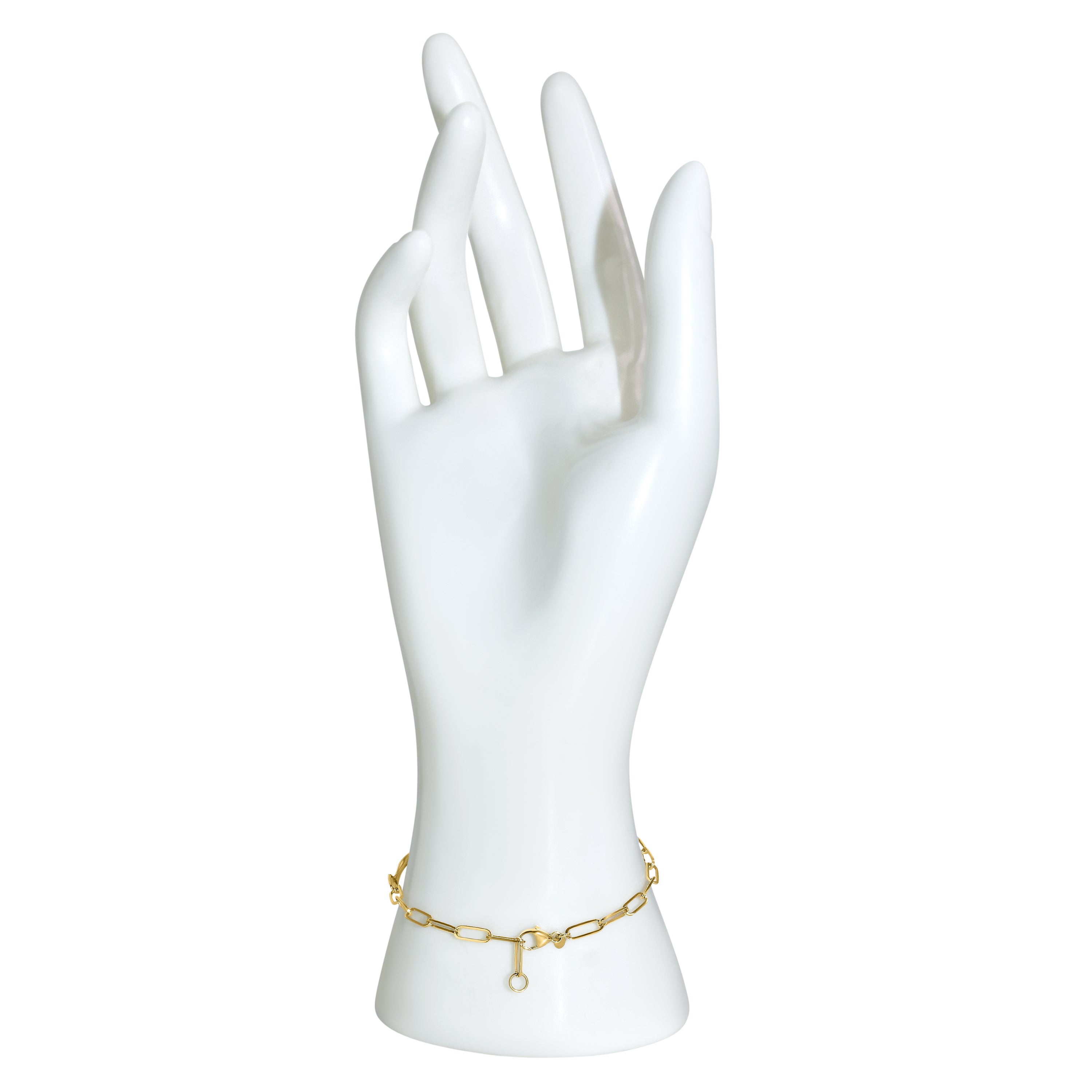 14K Citrine Bezel Paperclip Chain Link Bracelet Adjustable
