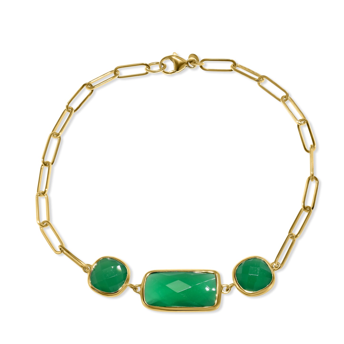 14k Green Onyx 3 Bezel Paperclip