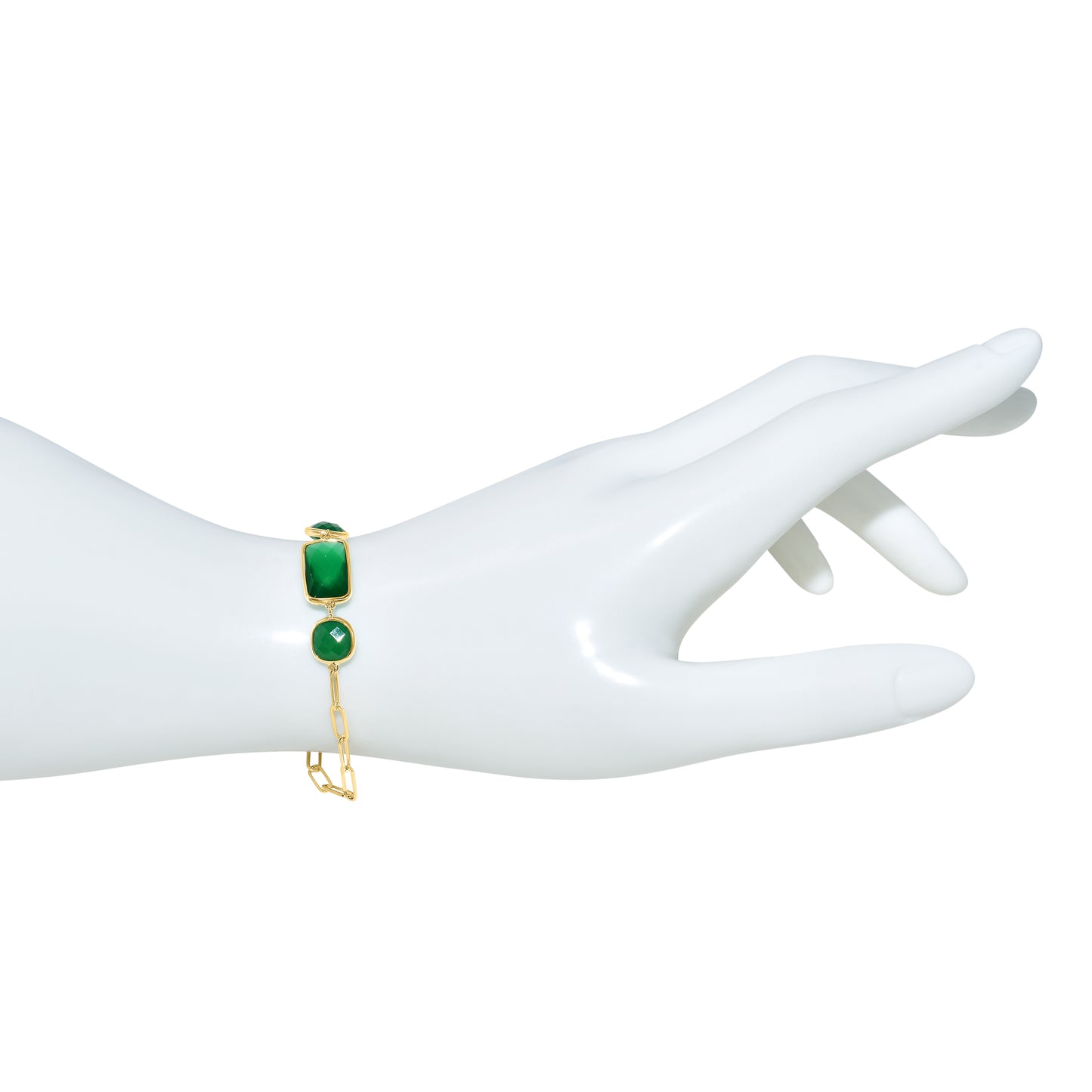 14k Green Onyx 3 Bezel Paperclip