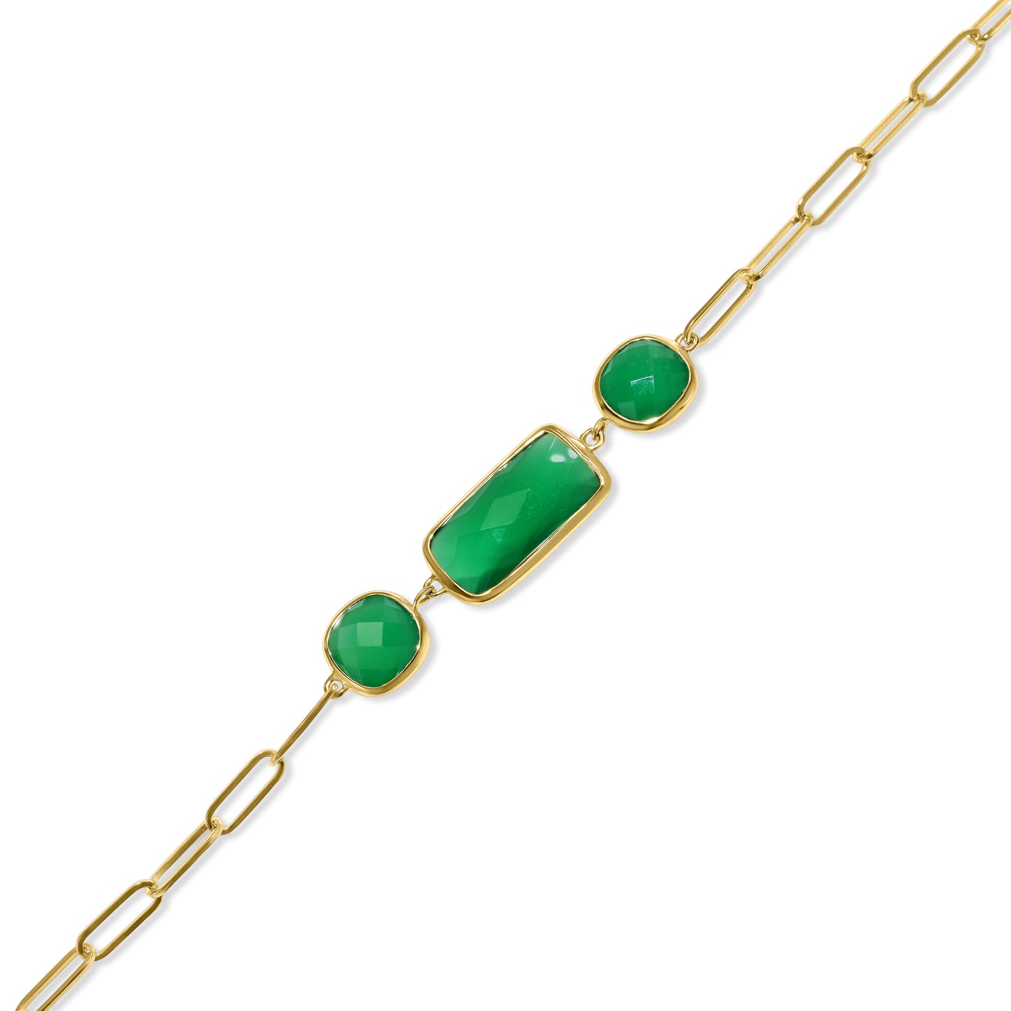 14k Green Onyx 3 Bezel Paperclip