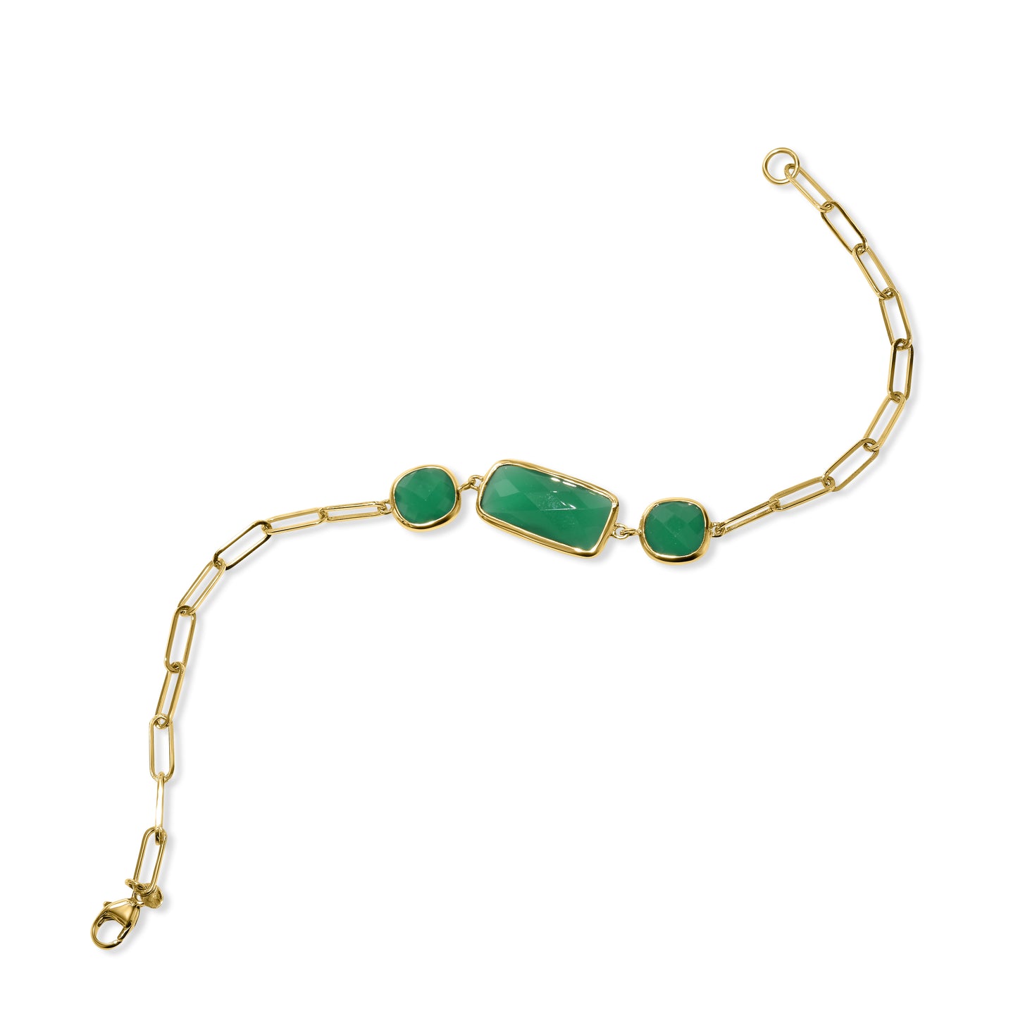 14k Green Onyx 3 Bezel Paperclip