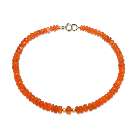 14k Dyed Orange Opal Gold Ball Bracelet