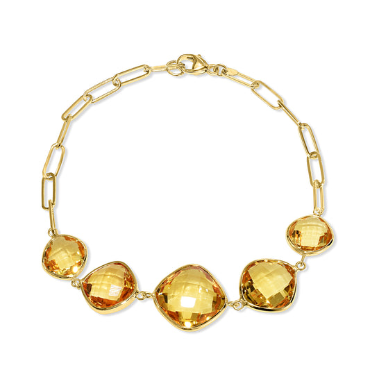 14k Citrine 5 Graduated Cushion Bracelet