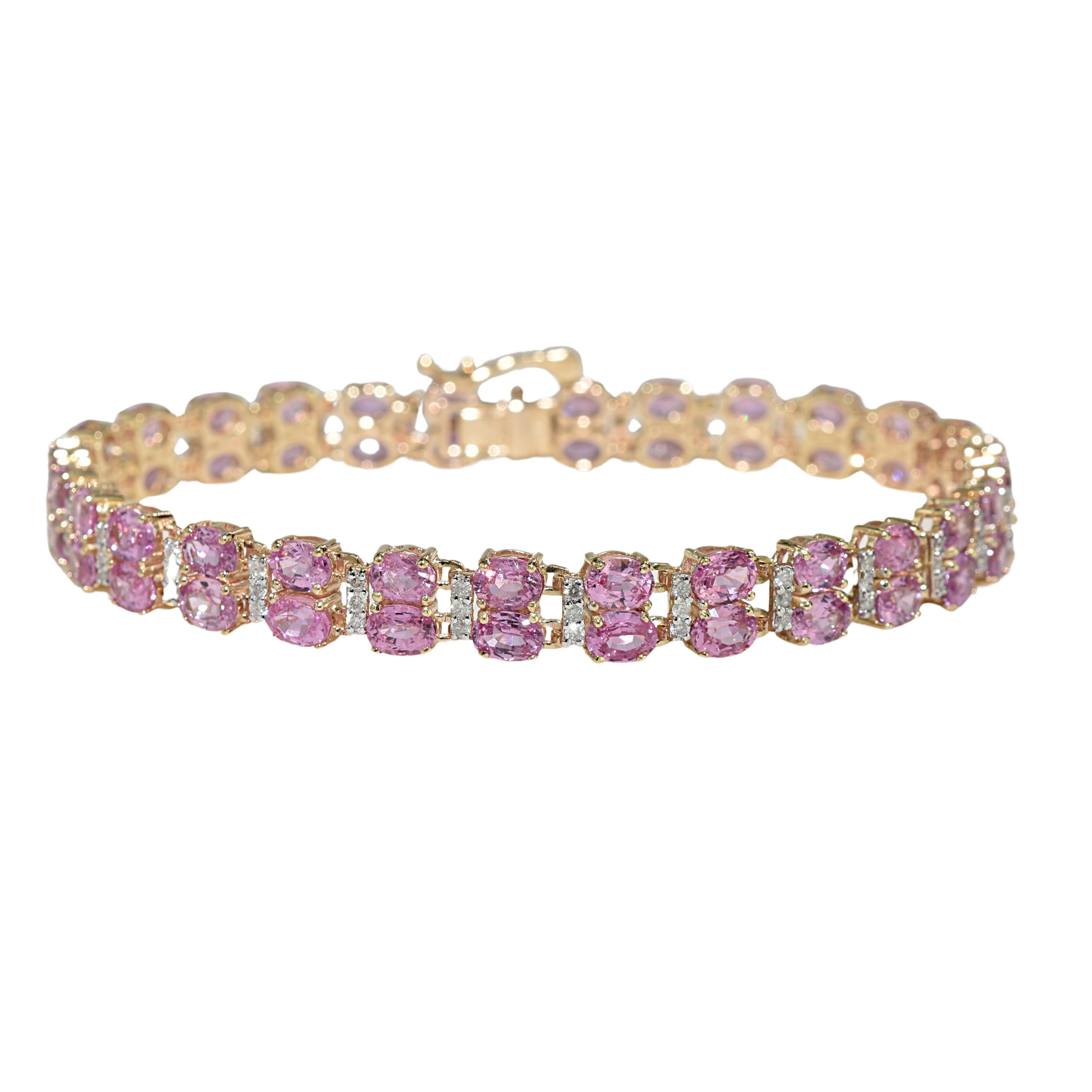 14k Pink Sapphire Diamond Bracelet
