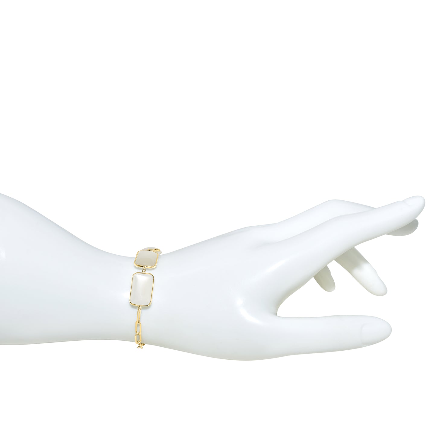 14k White Moonstone Paperclip Bracelet