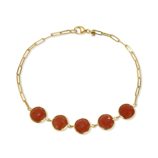 14K Carnelian 5 Round Bezel Paperclip