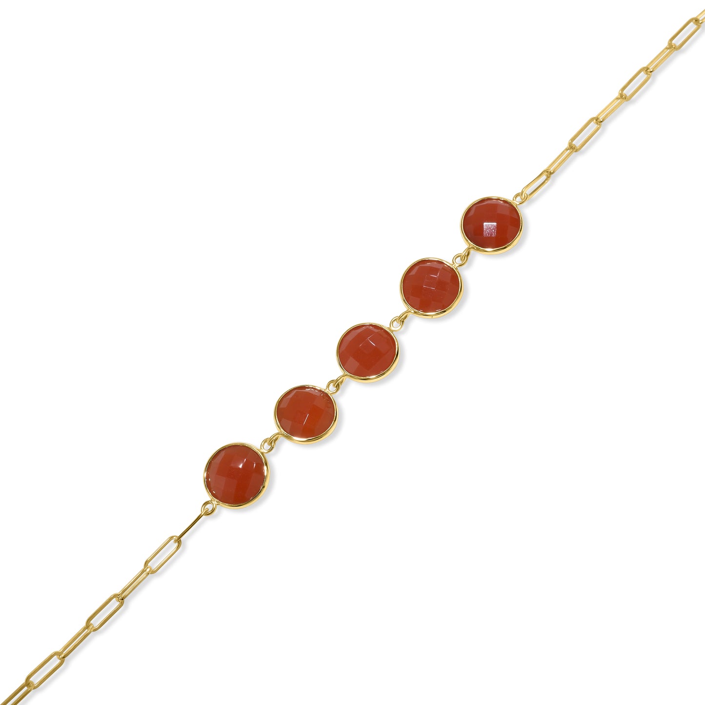 14K Carnelian 5 Round Bezel Paperclip