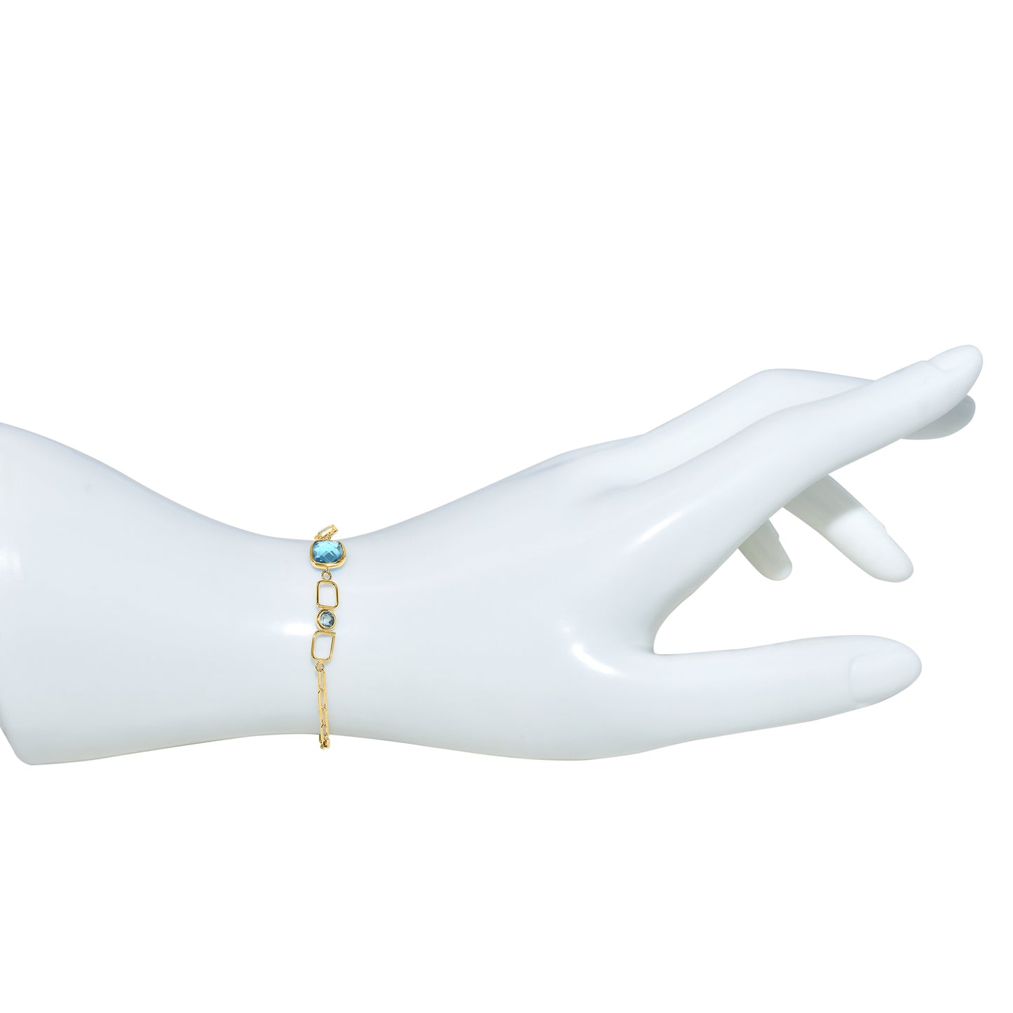 14k Swiss Blue Topaz Paperclip Bracelet