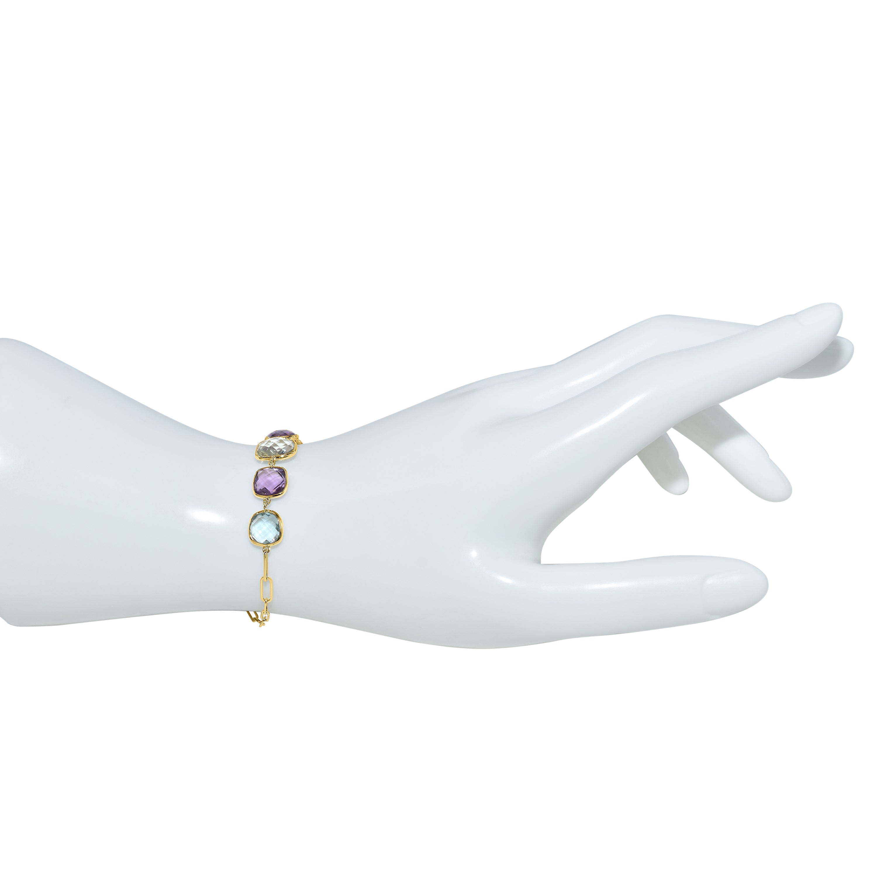 14k Multi Gemstone 5 Bezel Paperclip