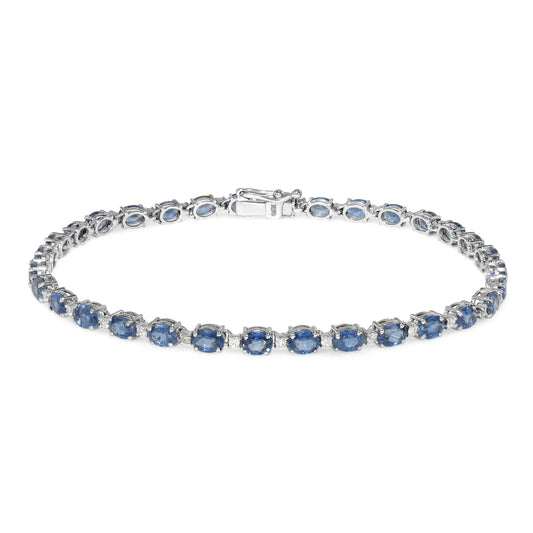 14k White Gold Diamond Sapphire Bracelet