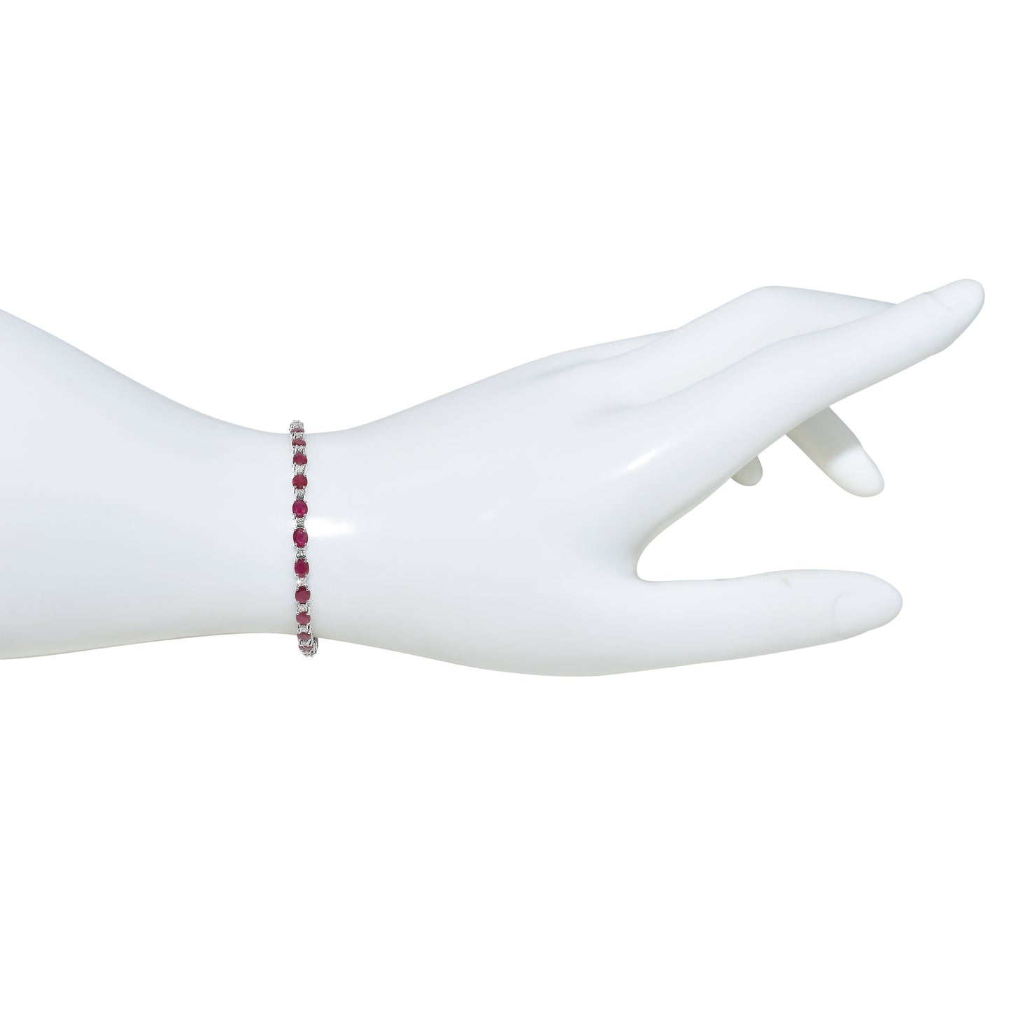 14k White Gold Diamond Ruby Bracelet