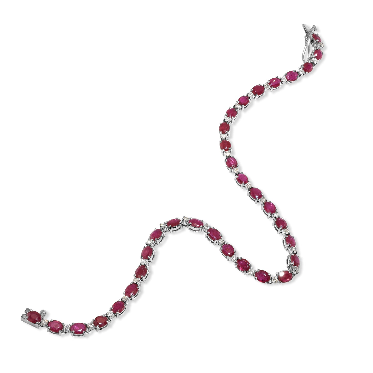 14k White Gold Diamond Ruby Bracelet