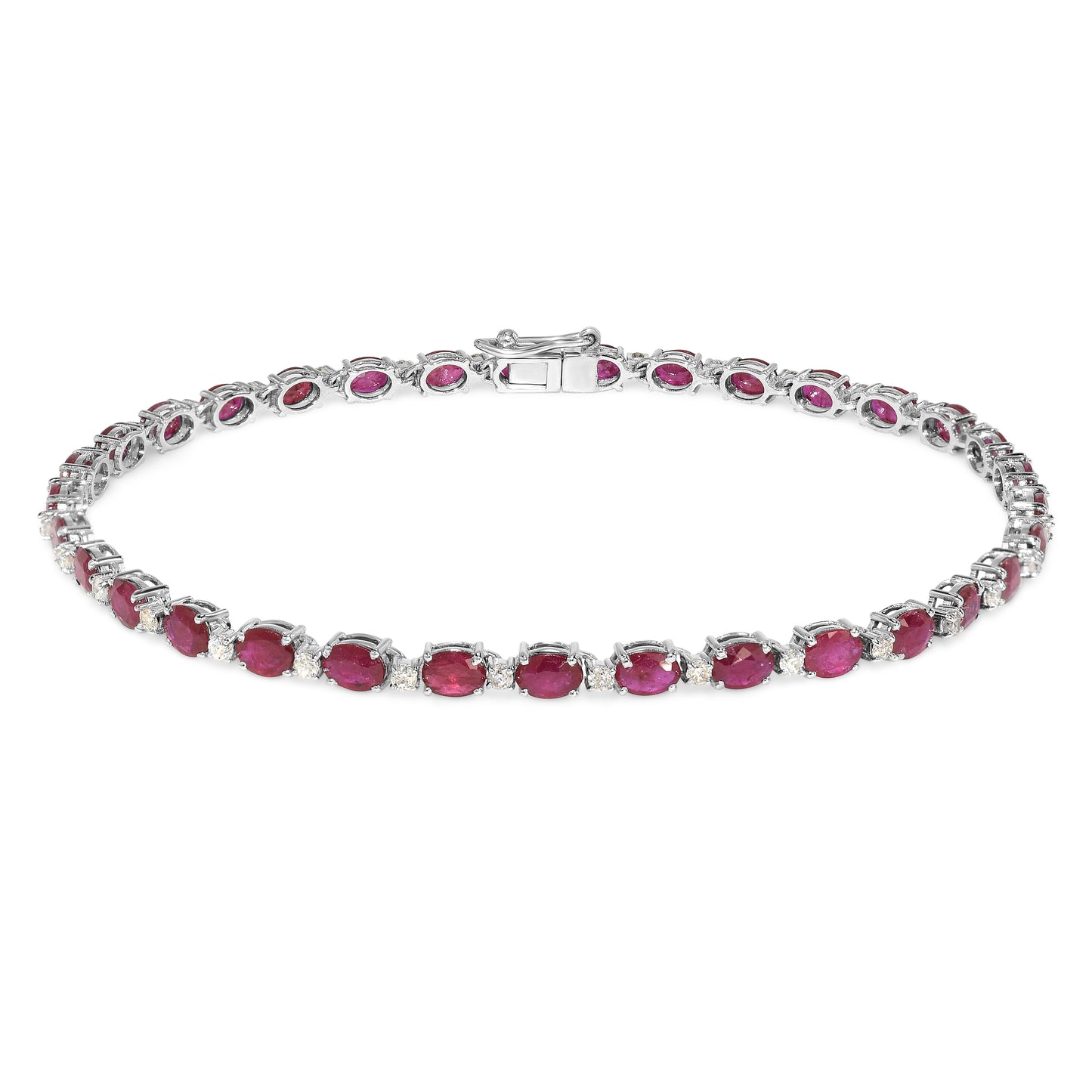 14k White Gold Diamond Ruby Bracelet