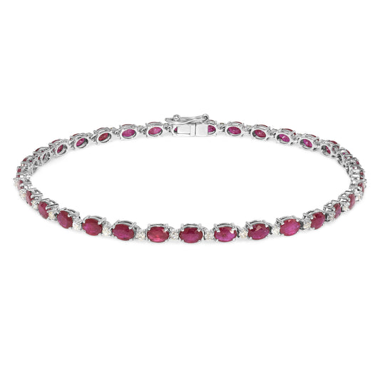 14k White Gold Diamond Ruby Bracelet