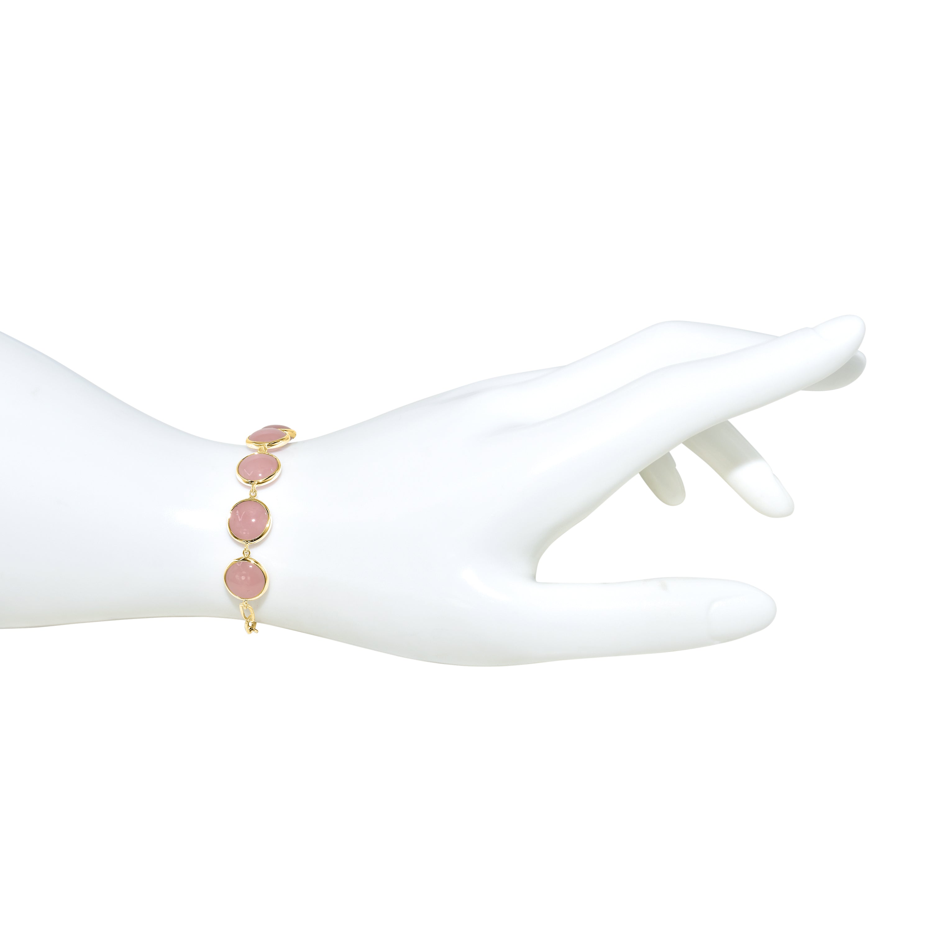 14k Guava Quartz 5 Bezel Paperclip Bracelet