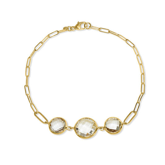 14k White Topaz Paperclip Bracelet