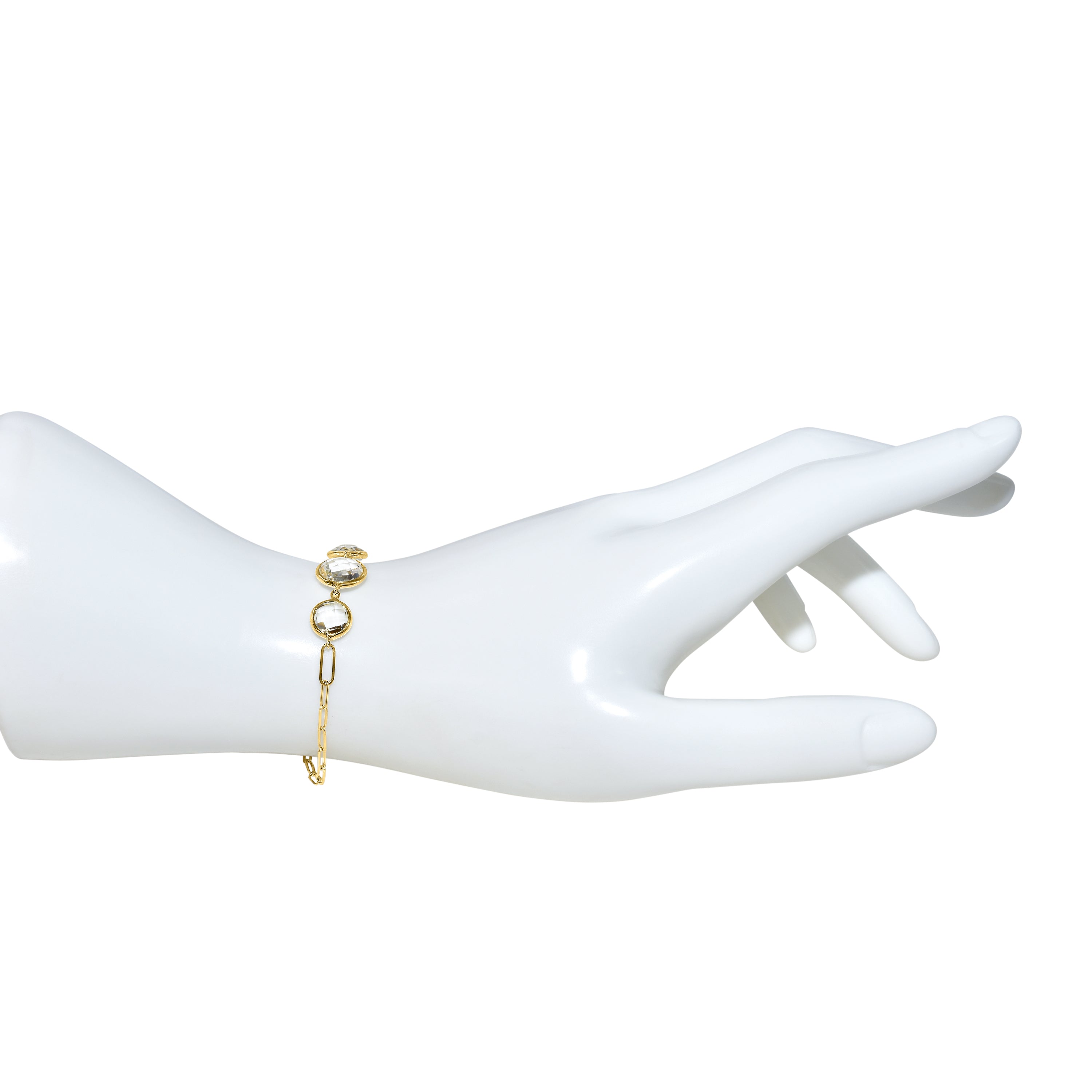 14k White Topaz Paperclip Bracelet