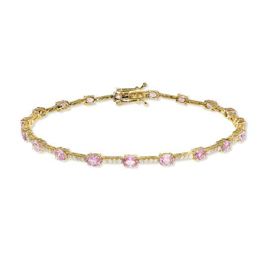 14k Pink Sapphire Diamond Bracelet