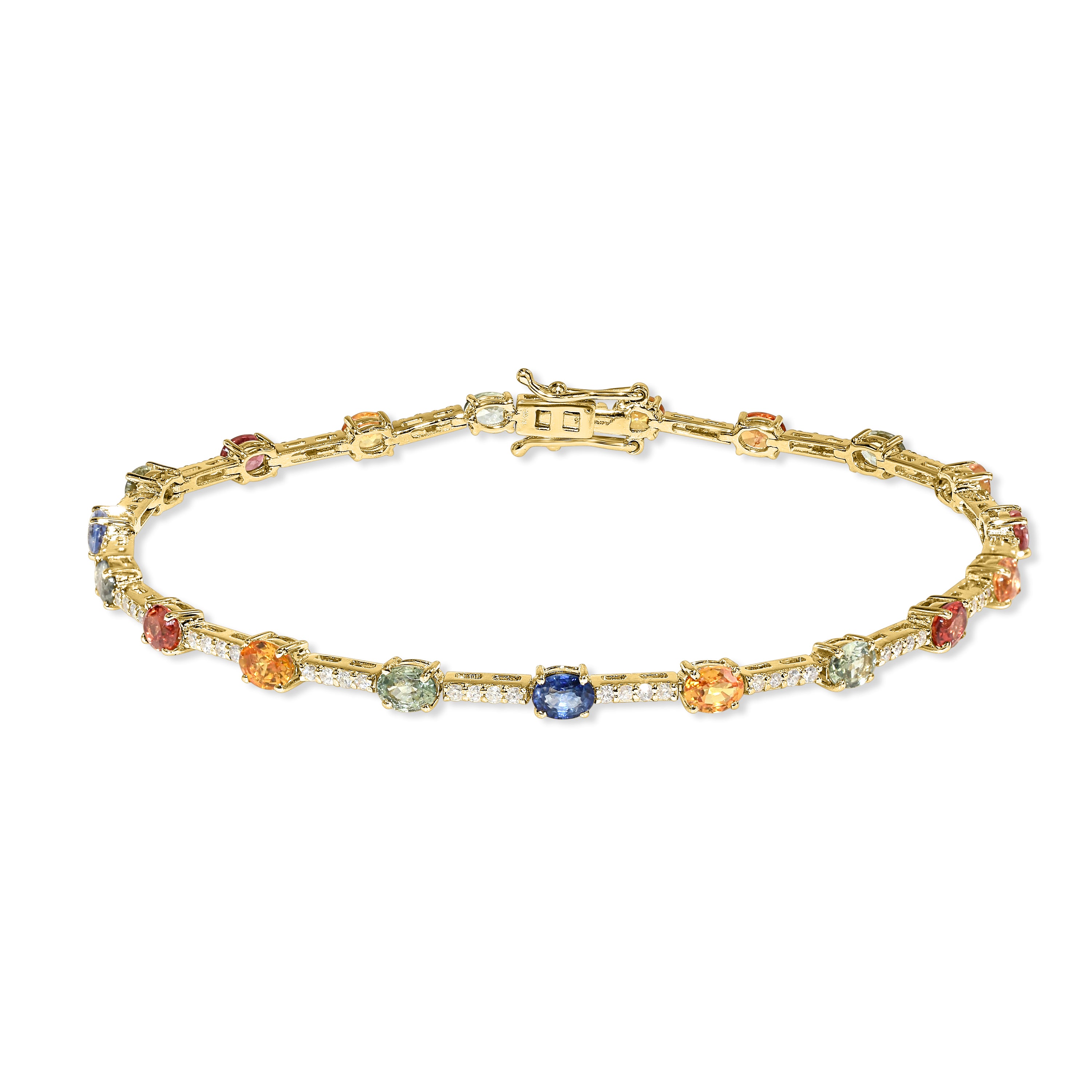 14k Multi Sapphire Diamond Bracelet