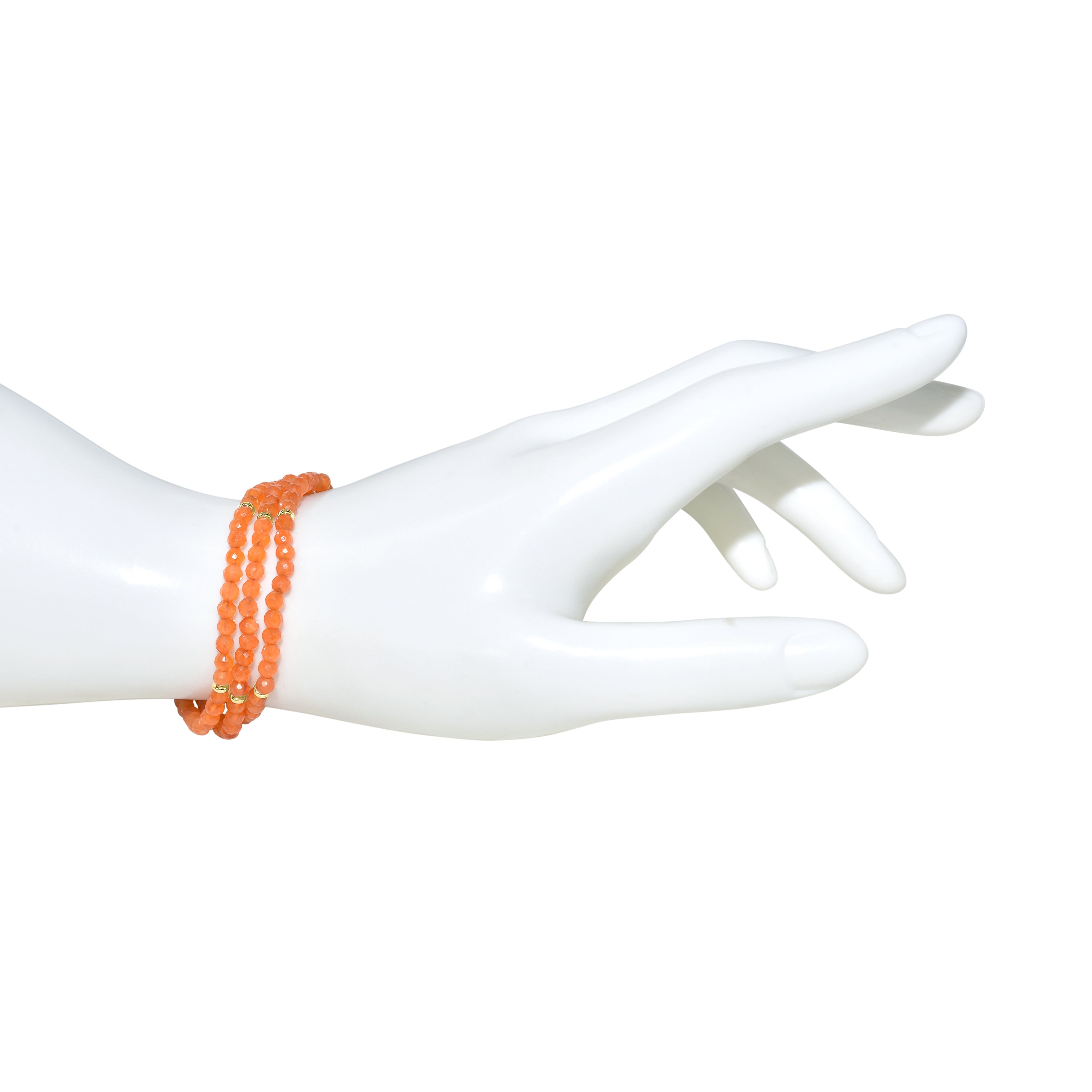 14k Carnelian 3 Row Bracelet 7.5" 4mm