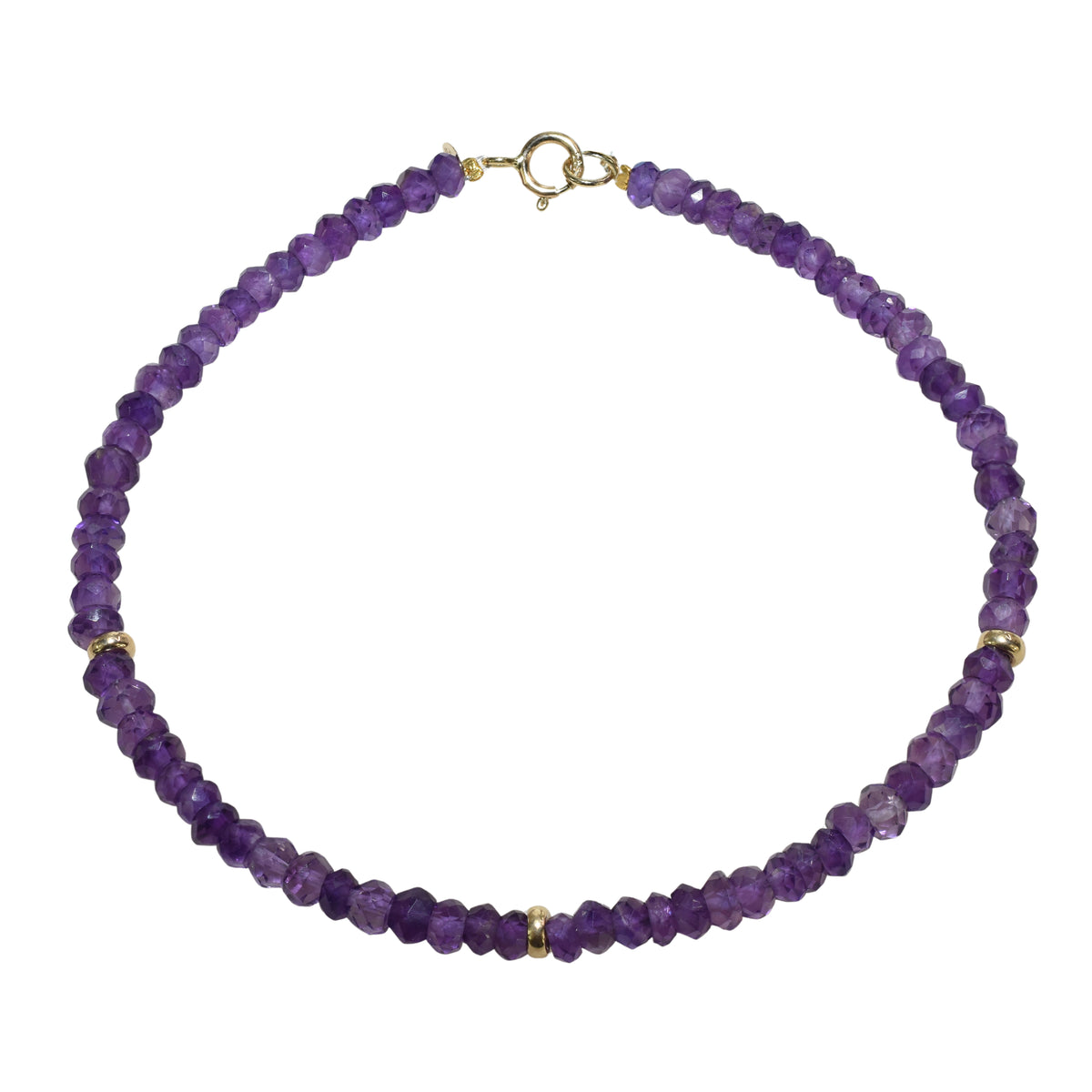 14k Gemstones 3 Gold Roundel Stations Bracelet