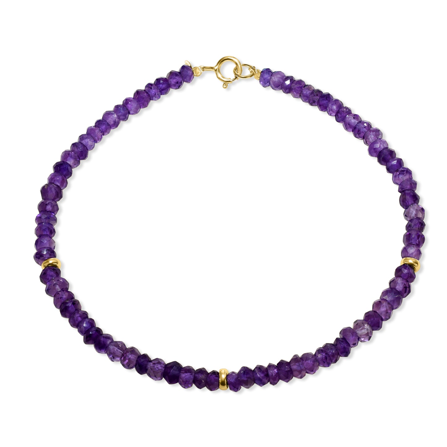 14k Yellow Gold Gemstones 3 Gold Roundel Stations Bracelet