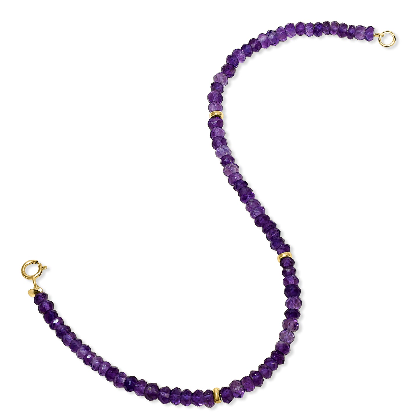 14k Yellow Gold Gemstones 3 Gold Roundel Stations Bracelet