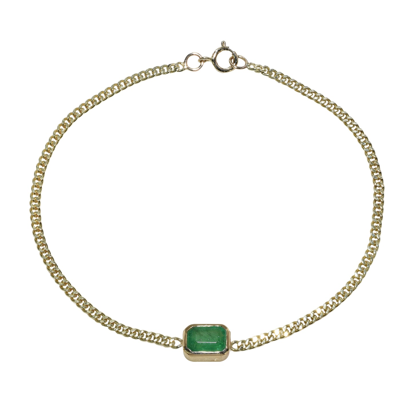 14k Emerald Rectangle Bezel Bracelet