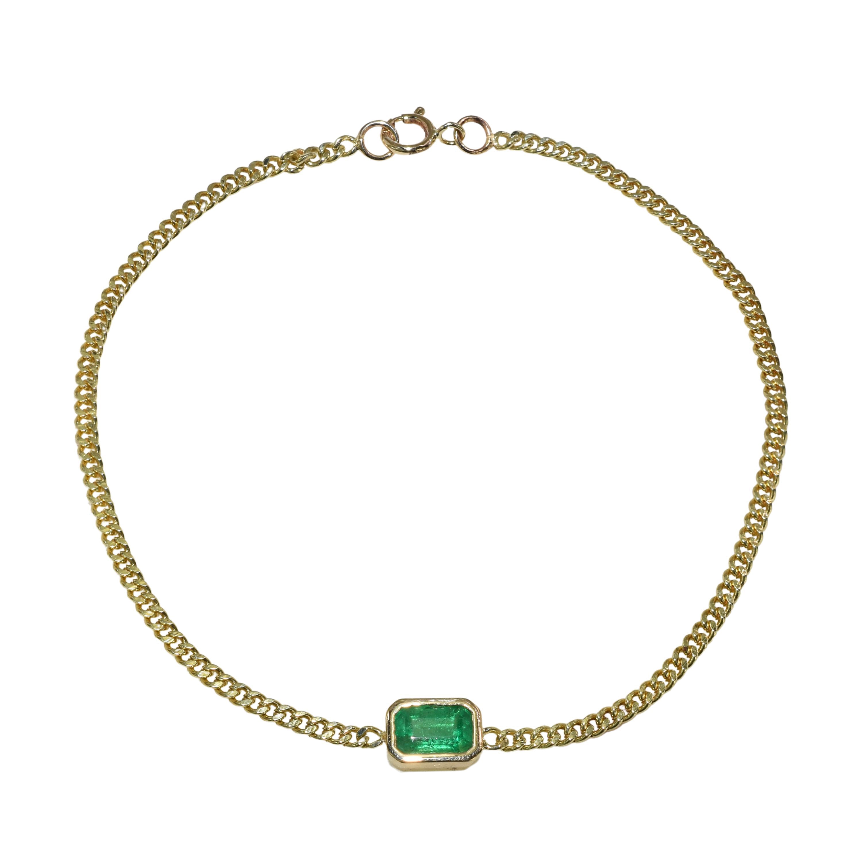 14K Emerald Bezel Bracelet