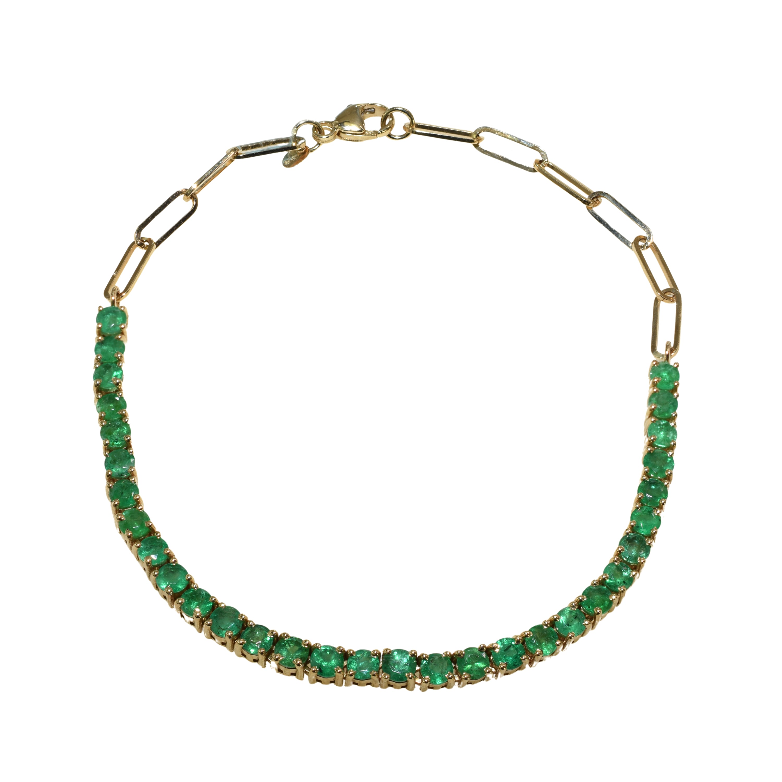 14k Tennis Chain Emerald Bracelet