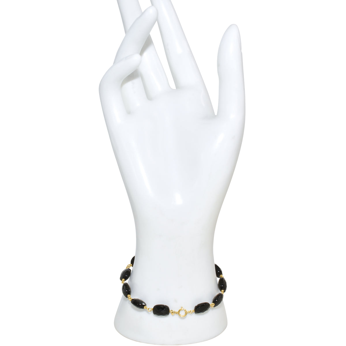 14k Black Onyx Faceted Cushion Link Bracelet