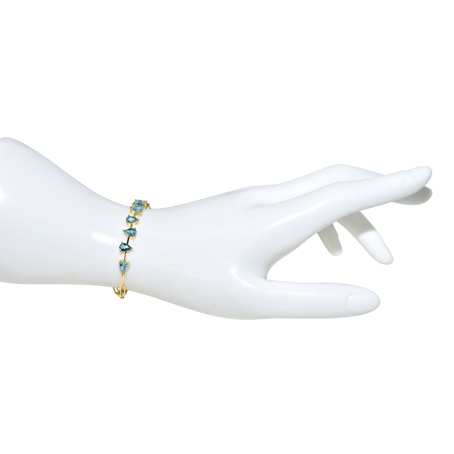 14k Swiss London Blue Topaz Pear Link 1x1 Paperclip Bracelet