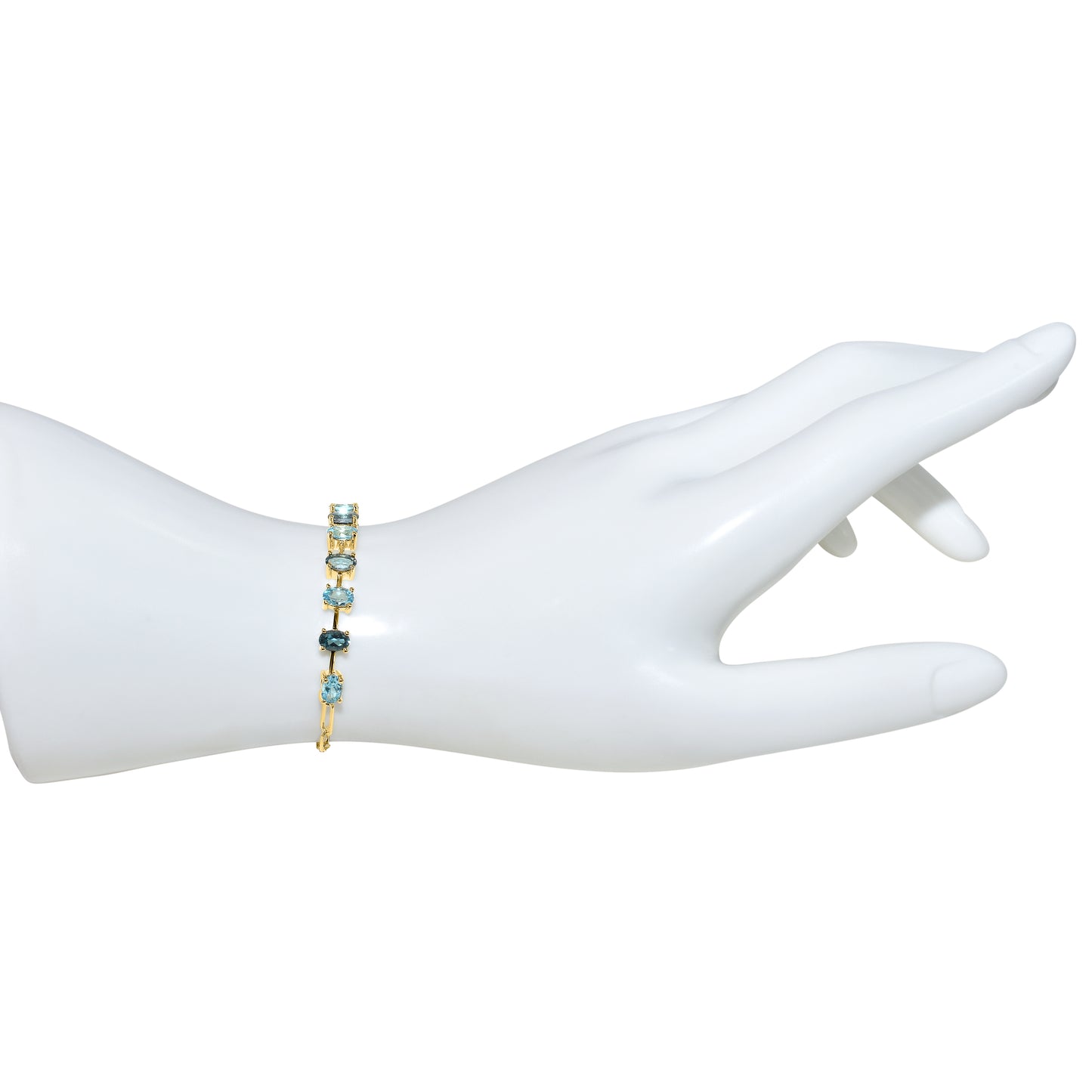 14k Swiss London Blue Topaz Oval 1x1 Link Paperclip Bracelet