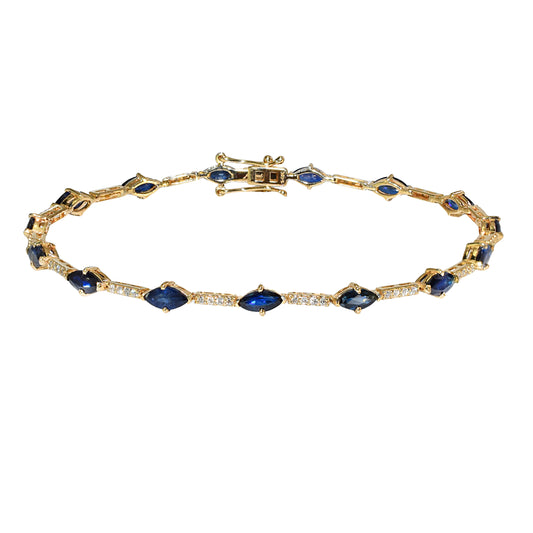 14k Sapphire Diamond Tennis Bracelet
