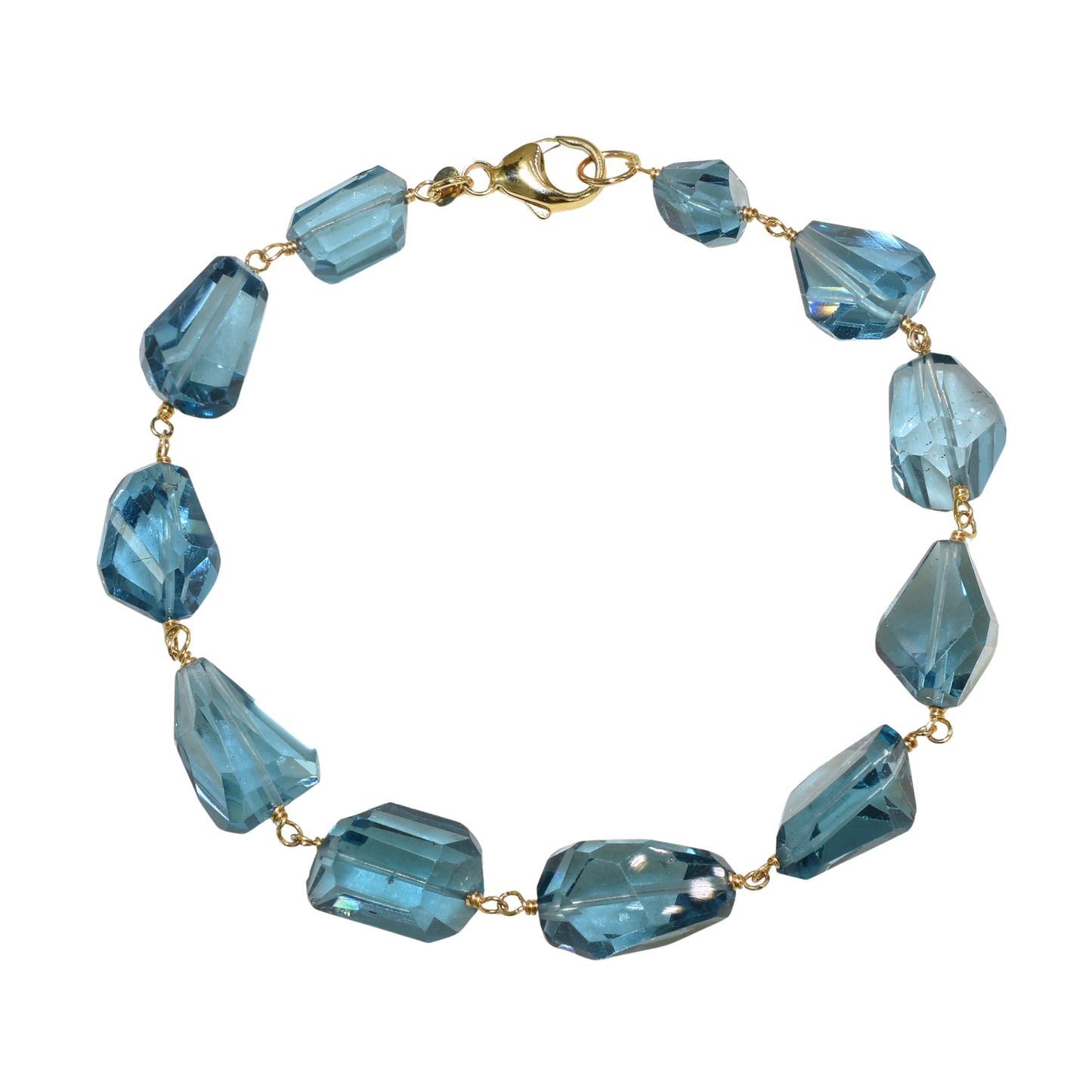 14k London Blue Topaz Nugget Link Bracelet
