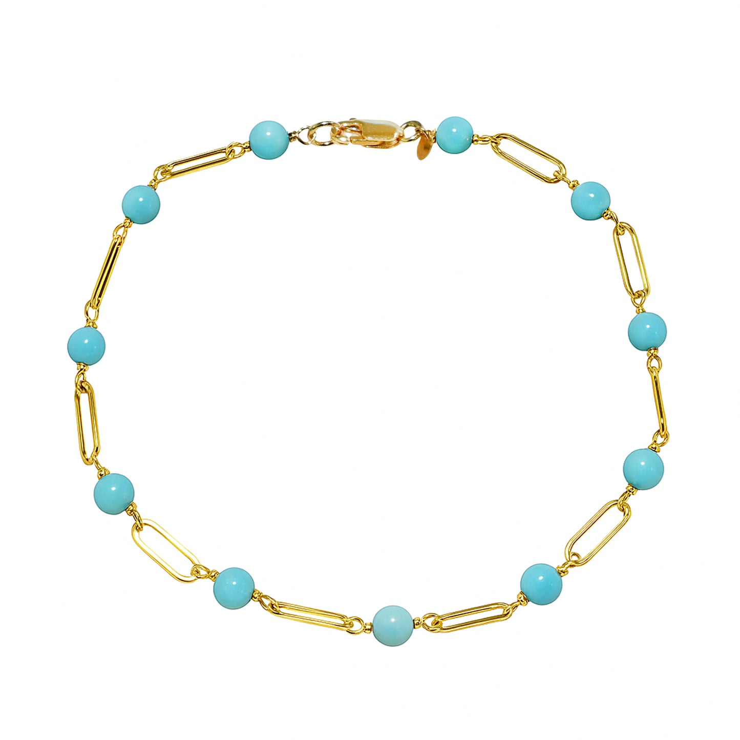 14k Paperclip and Gemstone Bracelet